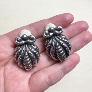 Dian Malouf 925 Sterling Silver Clip On Earrings